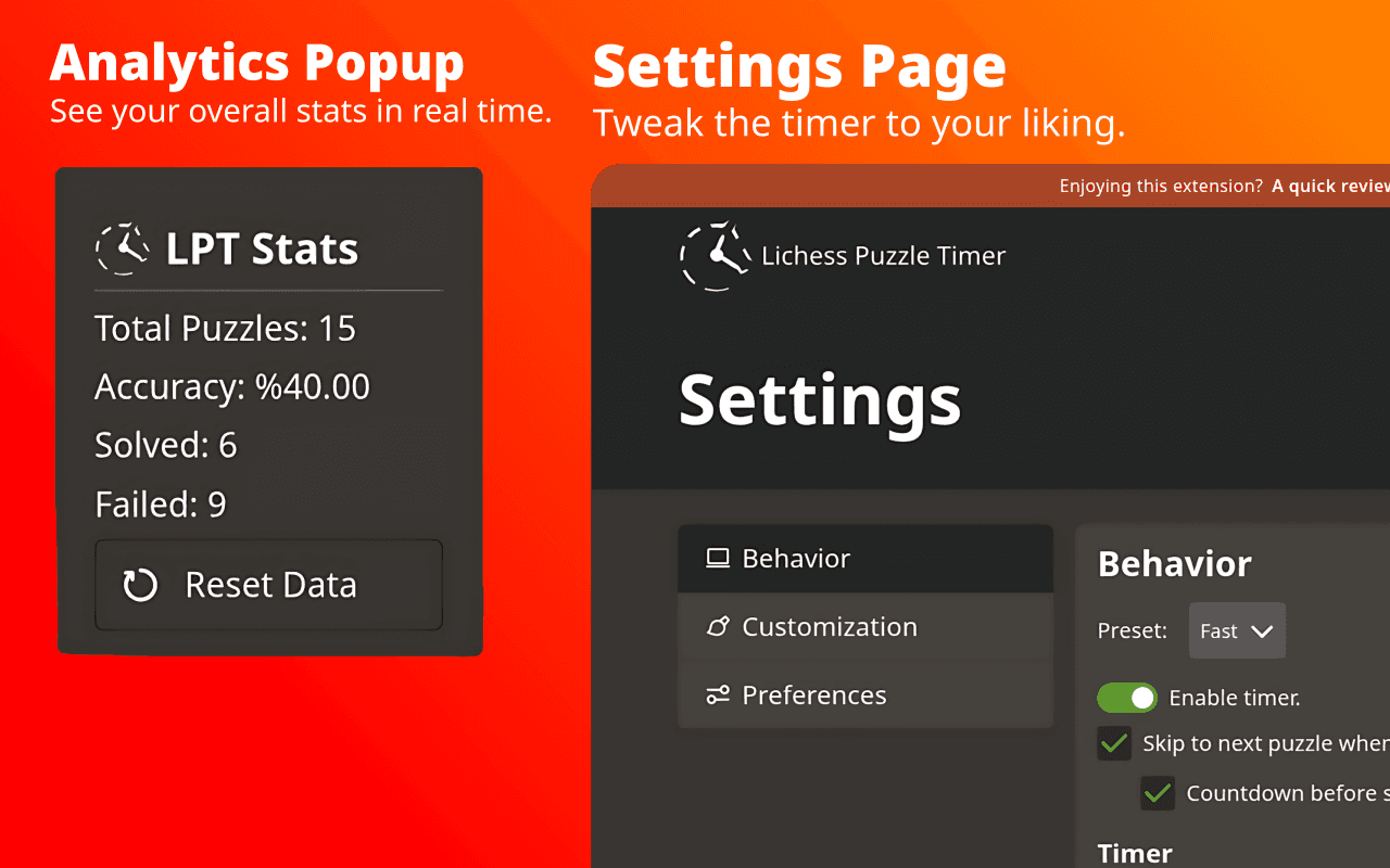 Lichess Puzzle Timer Browser Extension Screenshot 3